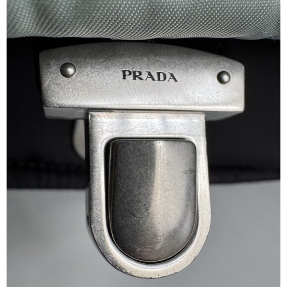 Prada Tessuto Etiquette Bag Nylon Leather Studded Crossbody Shoulder Flap - Picture 12 of 16